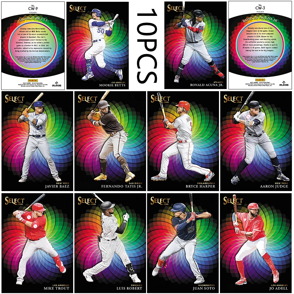 Tarjetas Coleccionables DIY Hechas a Mano de 10 Piezas de Béisbol con Diseño Inclinado y Láser de Javier Báez, Juan Soto, Mike Trout, Bryce Harper – Regalo Festivo