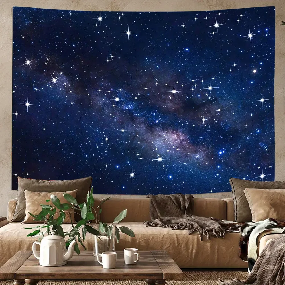 

Starry Sky Tapestry Aesthetic Wall Hanging Tapestry for Living Room Bedroom Dorm Party Decor Washable Stitched Edge Tapestries