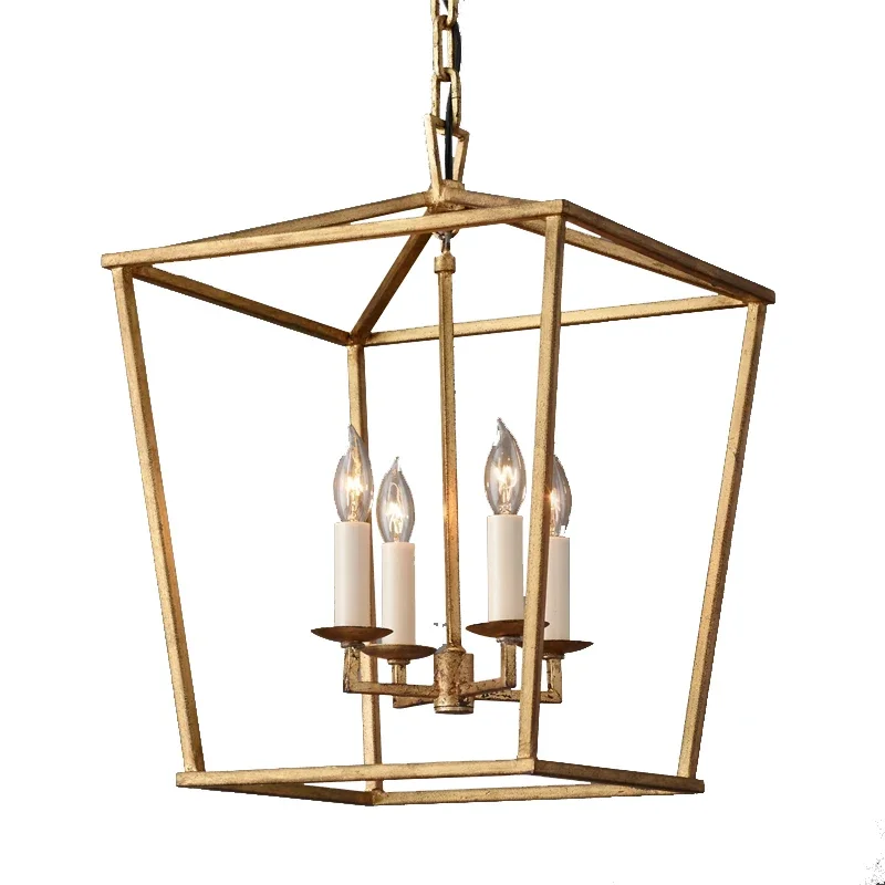American Retro Creative Personality Birdcage Multiheaded Candlestick Dining Room Ceiling Chandelier Simple Luxury Pendant Lamp