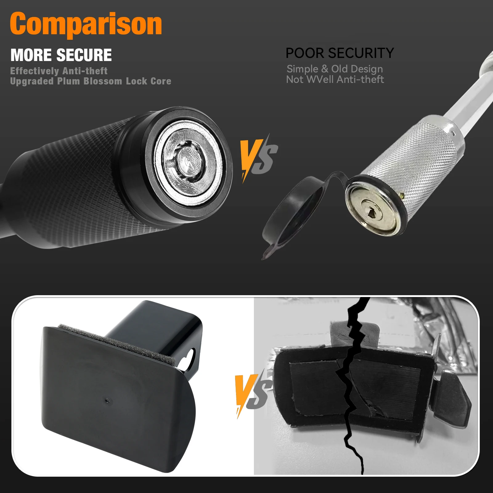 

Заглушка для фаркопа черная, 50 мм, для трубчатого фаркопа 2 дюйма, аксессуары для буксировки, для грузовиков, усиленная, с фиксатором 5/8 дюйма