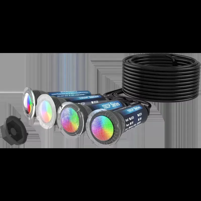 ETL Certified 1.5 Inch Underwater Pool Light IP68 Waterproof RGBW Color-Changing Nicheless Pool Light Compatible with Pentair