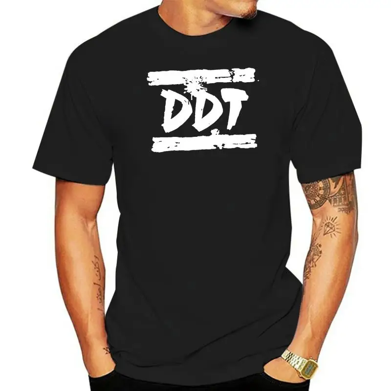 Ddt Tee Russian Band Logo Merchandise For Men Short Sleeve Crewneck Cotton Custom Boyfriend Basic Tees Shirt Big Size