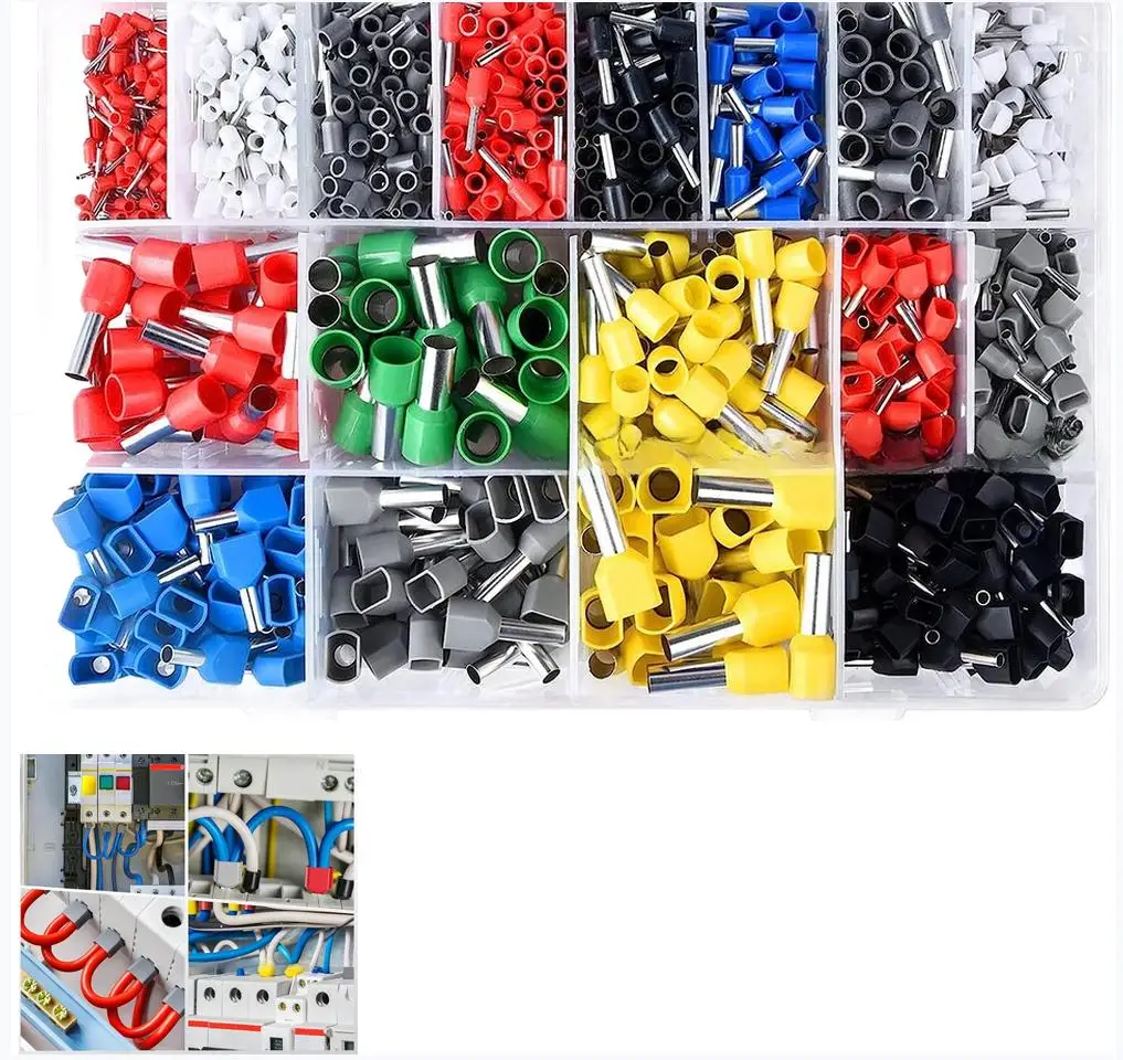 1200PCS Wire Connect Insulated Connector Crimp Terminator Cold Pressed Termina Wire Cable Connector Ferrules Terminal Connectors