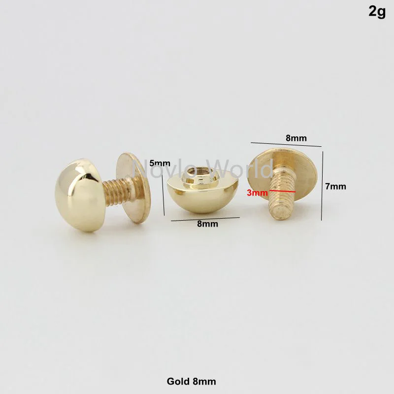 50 pieces 4 colors 4 size 8mm 10mm hollow round mushroom metal stud for bags hardware screw rivet studs