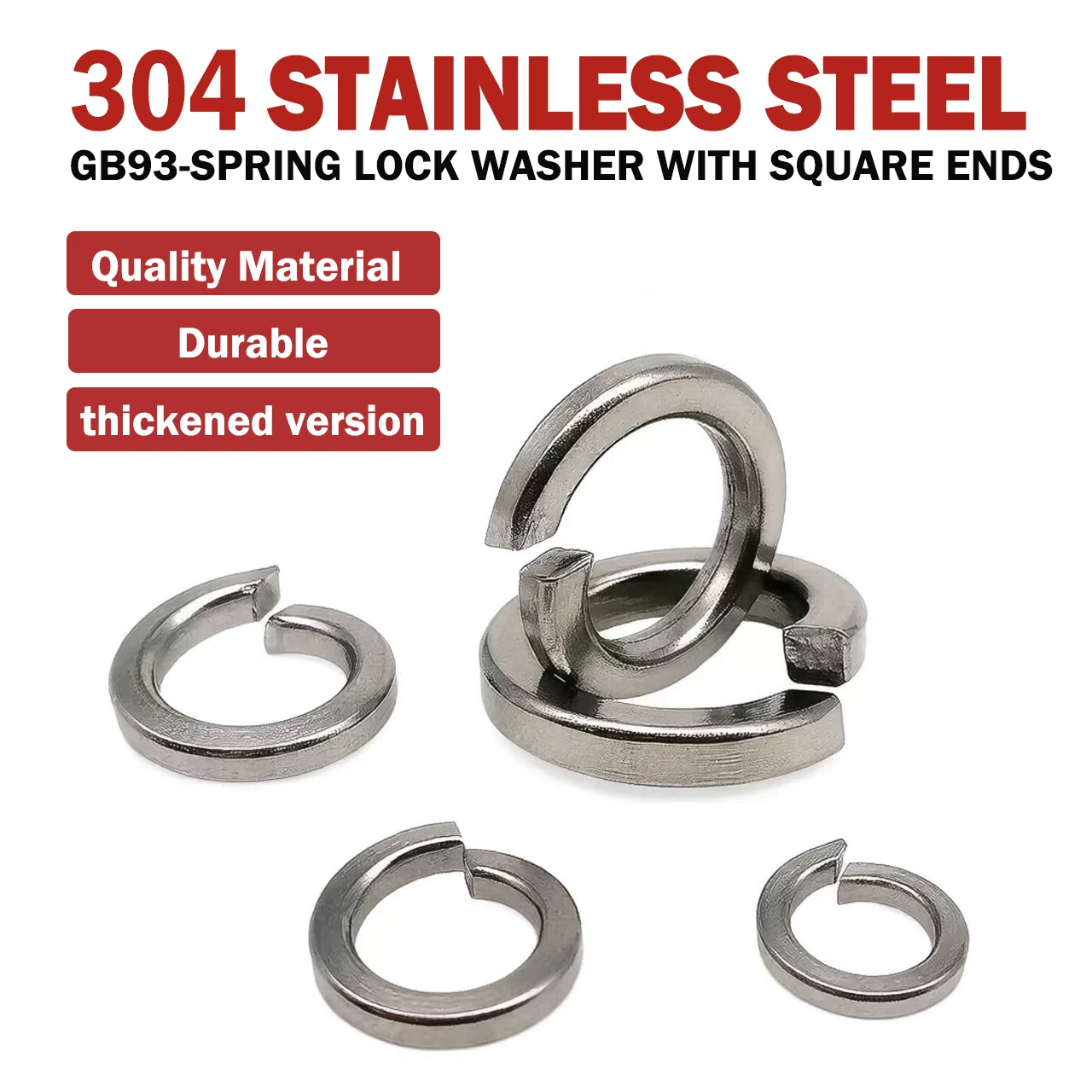 Stainless Steel Spring Washer GB93 Heavy Duty Split Lock Washer M3 M4 M5 M6 M8 M10 M12 M16 304 316 Metal Washers Assorted Set