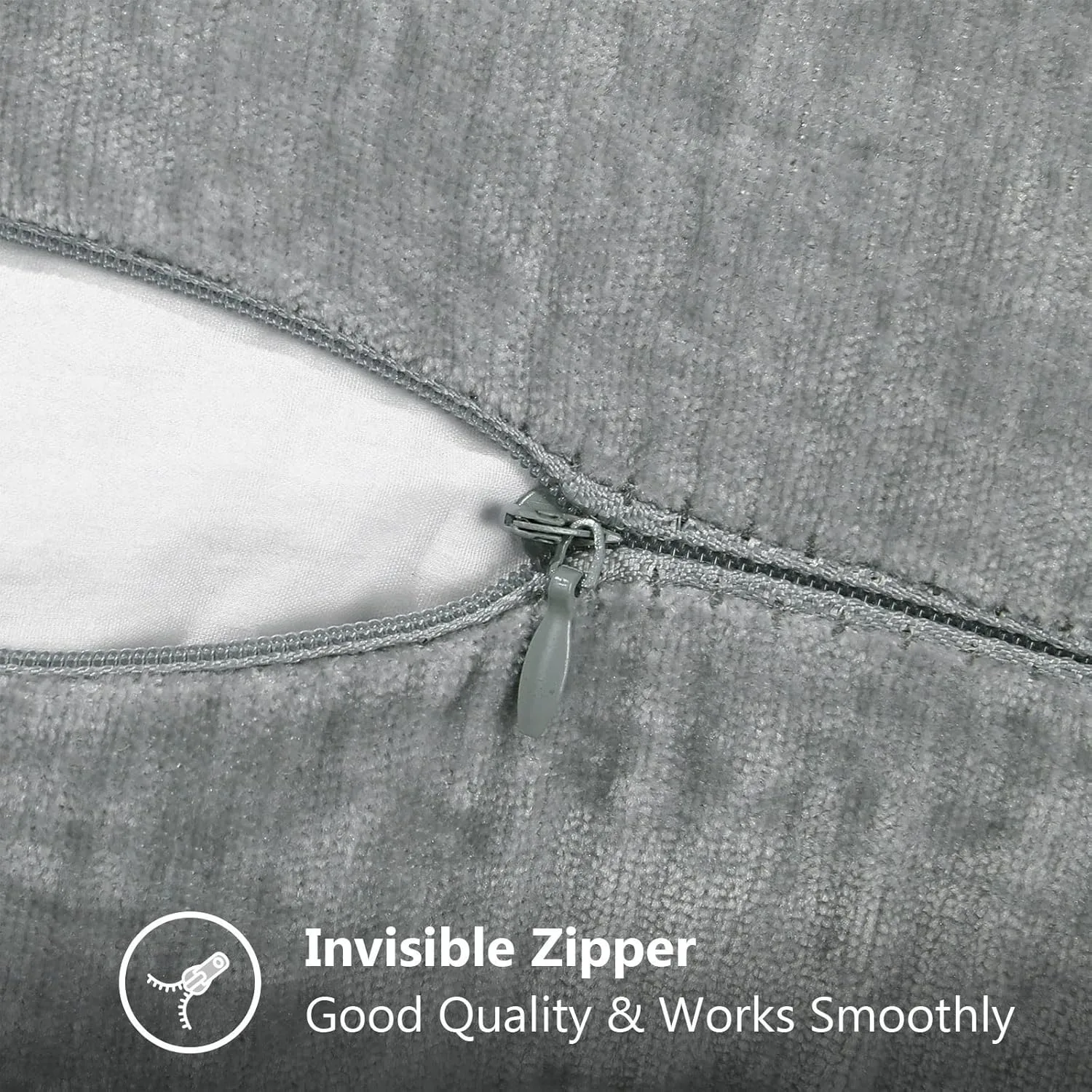 أغطية وسائد المزرعة المخملية وسادة زخرفية زنبركية من الشنيل مقاس 45 × 45 سم حافة مخيطة باللون الرمادي لغرفة النوم والأريكة