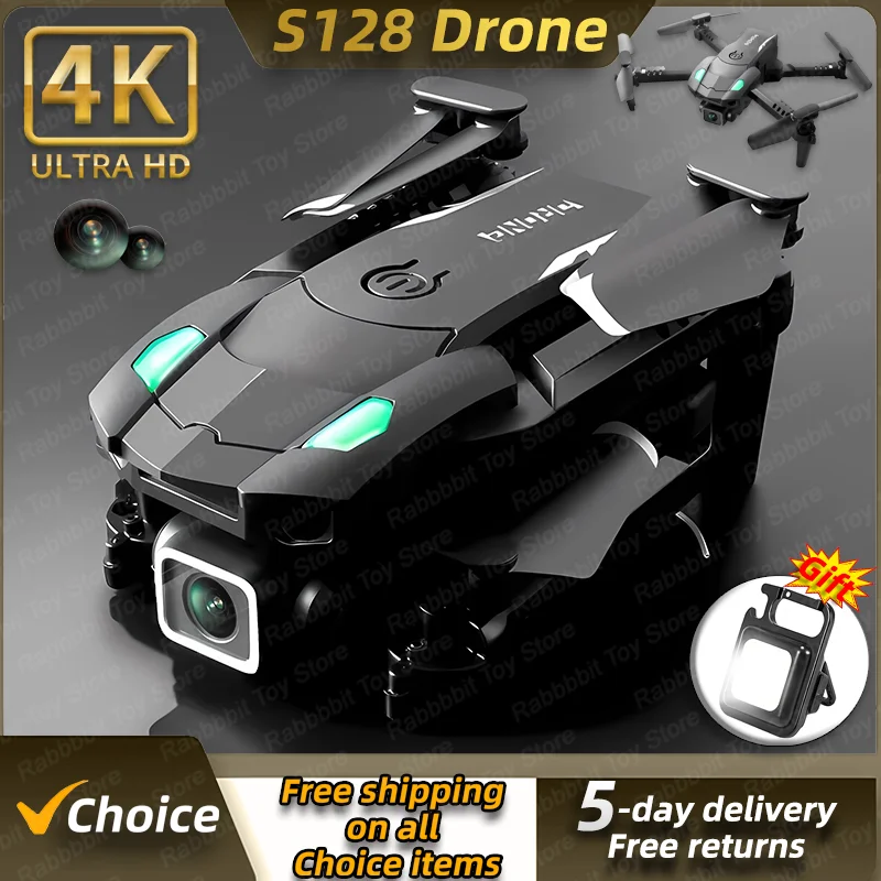 New S128 Mini Drone 4KDual HD Camera Obstacle Avoidance Air Pressure Fixed Height Professional Foldable Quadcopter sell Apron