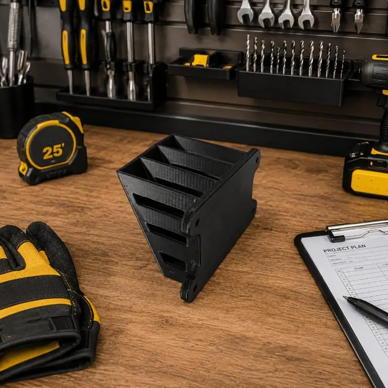1Pcs Wall Tool Organizer Box 3D Printed Wall‑Mounted 4‑Slot Utility Knife Storage Rack Garage Workshop Hand Tool Holder
