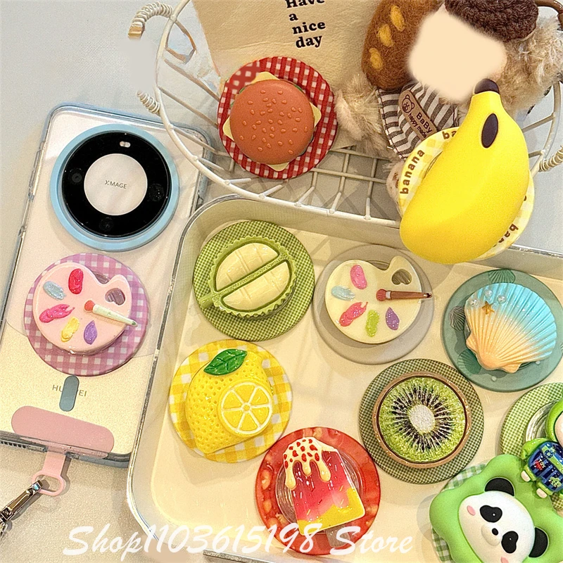 

Korean Cute Cartoon 3D Fruit Magnetic Holder Phone Griptok Grip Tok Phone Stand Support For iPhone Magsafe Accessories Smart Tok