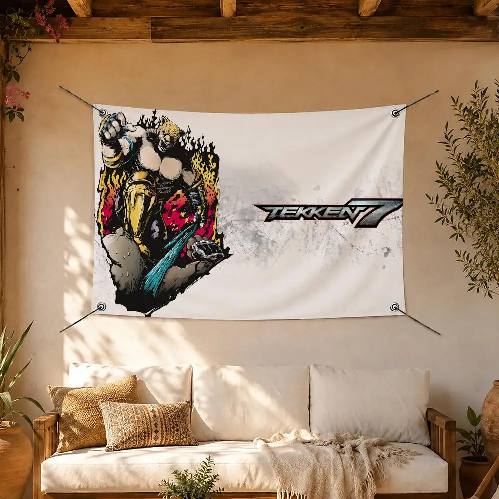 Tekken Fighting Game Art Flags Room Home Decor Wall‑Hanging Art Banner, Outdoor for Bedroom Party Background Decoration