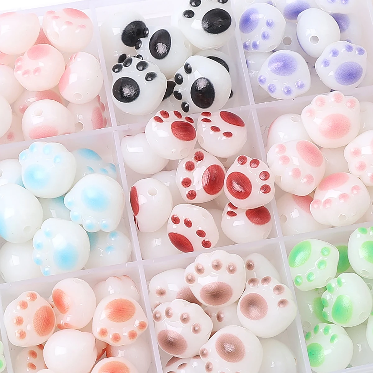 10/20 sztuk akrylowe węgiel drzewny grillowany słodki koci pazur koraliki unikalne rozrzucone koraliki Handmade DIY biżuteria bransoletki kolczyki akcesoria