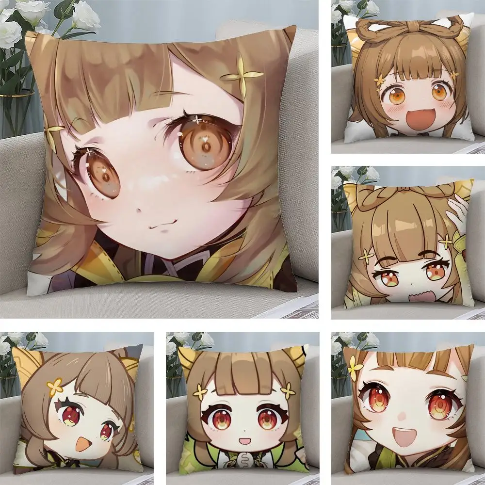 

Yaoyao Cute Genshin Game Cushion Cover Square Pillow Bedroom Sofa Leisure Comfort Living Room Home Decoration 40X40