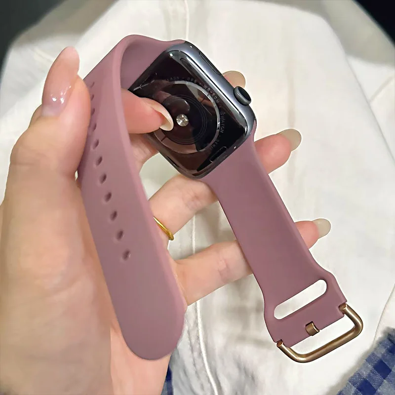 Candy Color Buckle Square Breath Hole Soft Silicone Band Compatible iWatch Ultra Series 10/9/8 Daily Wear Replacement Bracelet