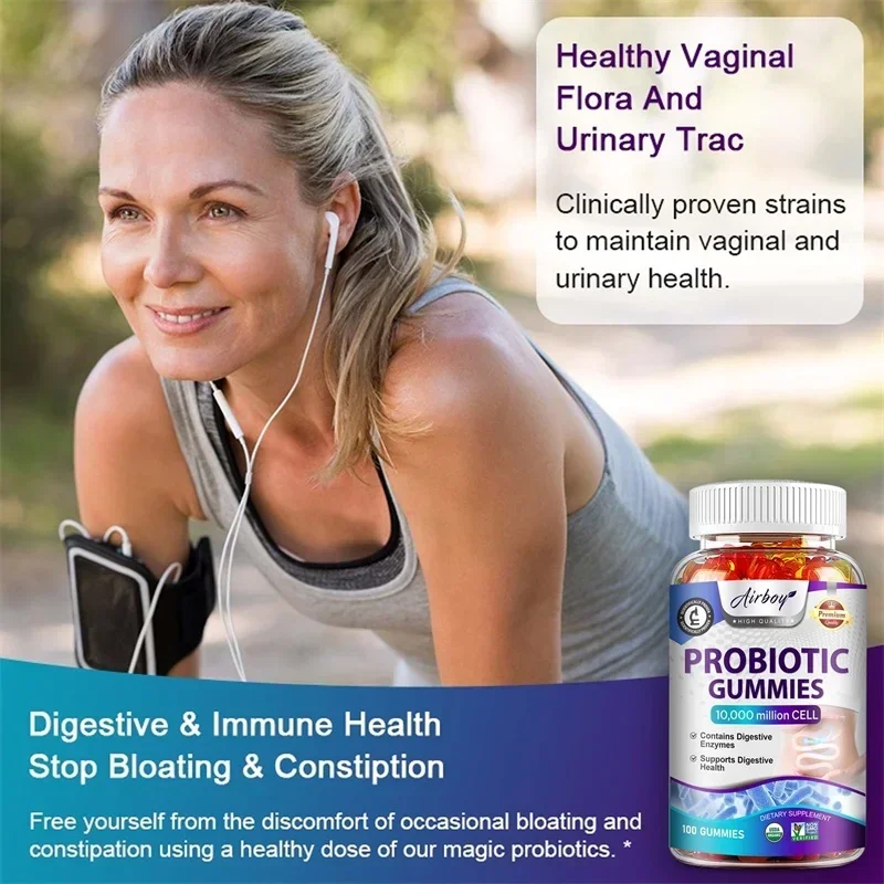 Gomitas probióticas: apoyan el dolor abdominal y el molestio, ayudan a reducir el hinchazón y los gas, apoya la salud digestiva