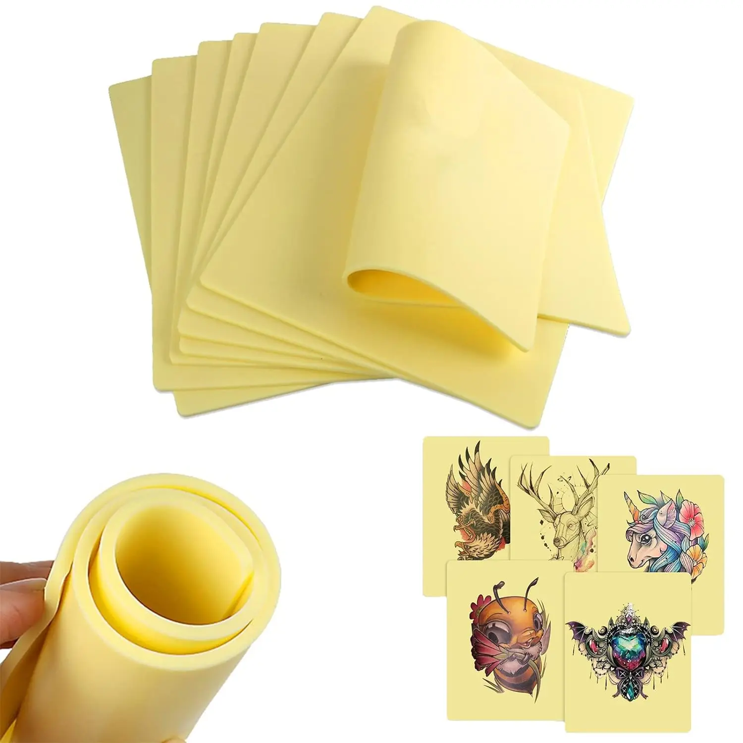 

1/3/5/8/10Pcs 3MM Tattoo Practice Skin Blank Double Sides Big Size Tattoo Fake Skin for Tattoo Artist Accessories