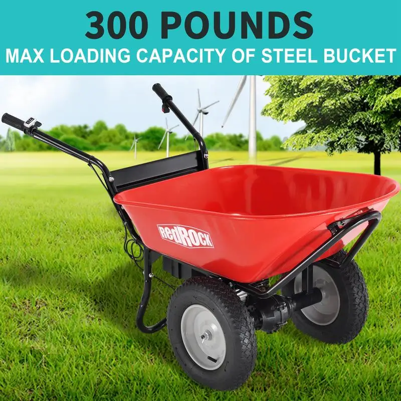 

Electric Utility Cart 24V DC 180W Battery Powered 330lbs Max Capacity Dump Material Hauler for Debris and Heavy Loads