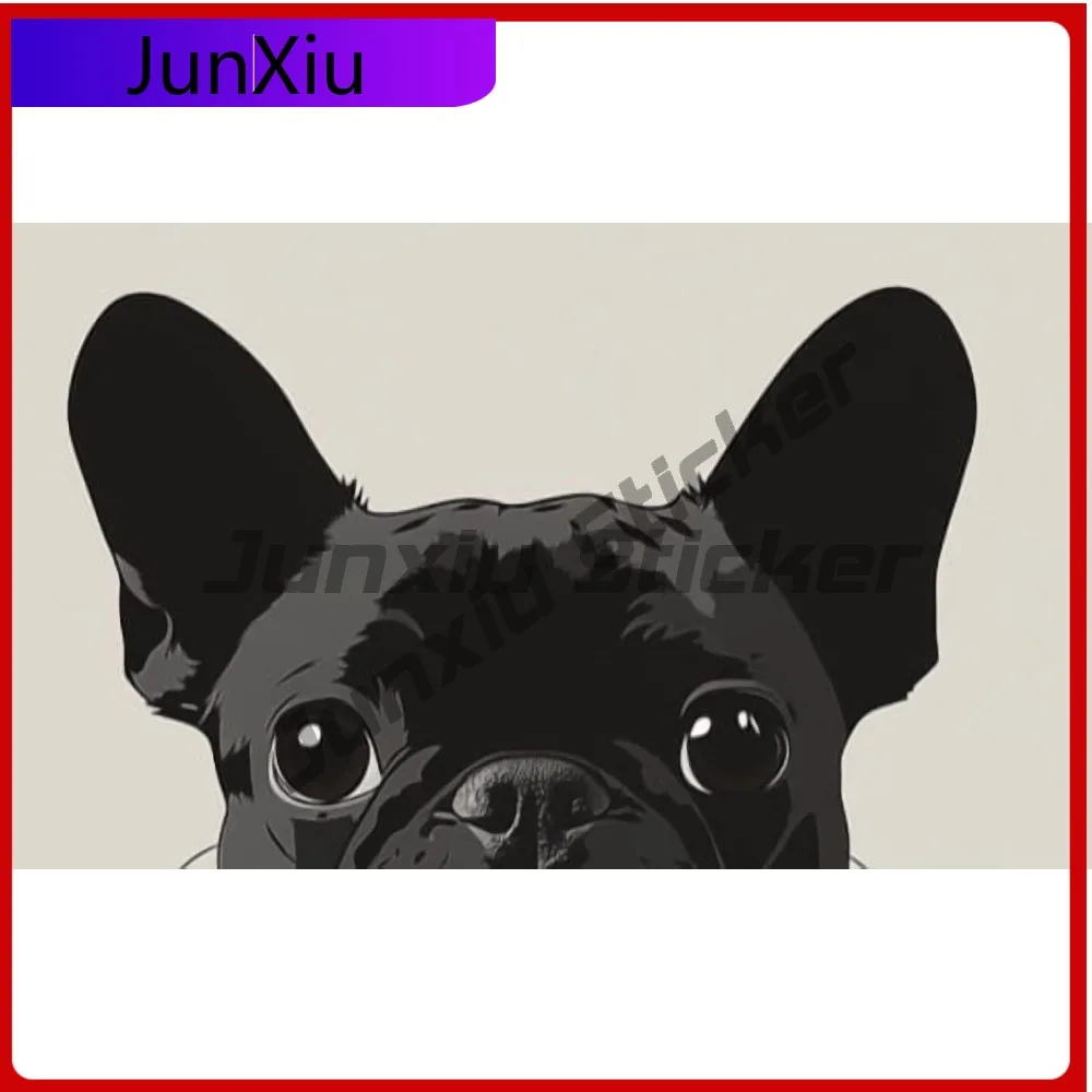 

Bulldog Face Peeking Decal, Cute Car Laptop Window Bumper Waterproof Vinyl Decal Gift Aesthetic Unique Retro Vintage Funny