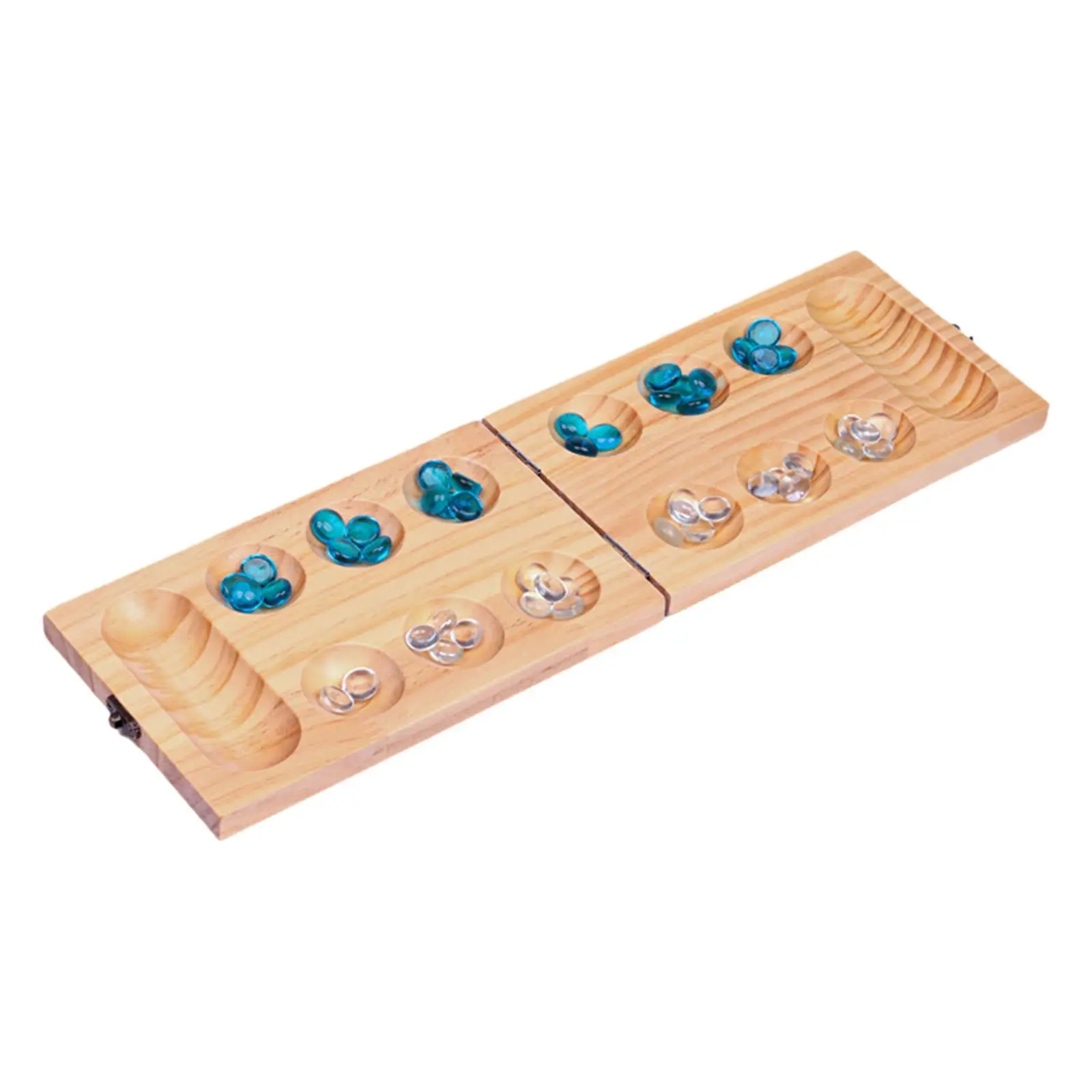 Wooden Folding Mancala Board Game Set Mancala Board Game with Lock Teen Party Game 48 Stones Classic Strategy for Kids Party