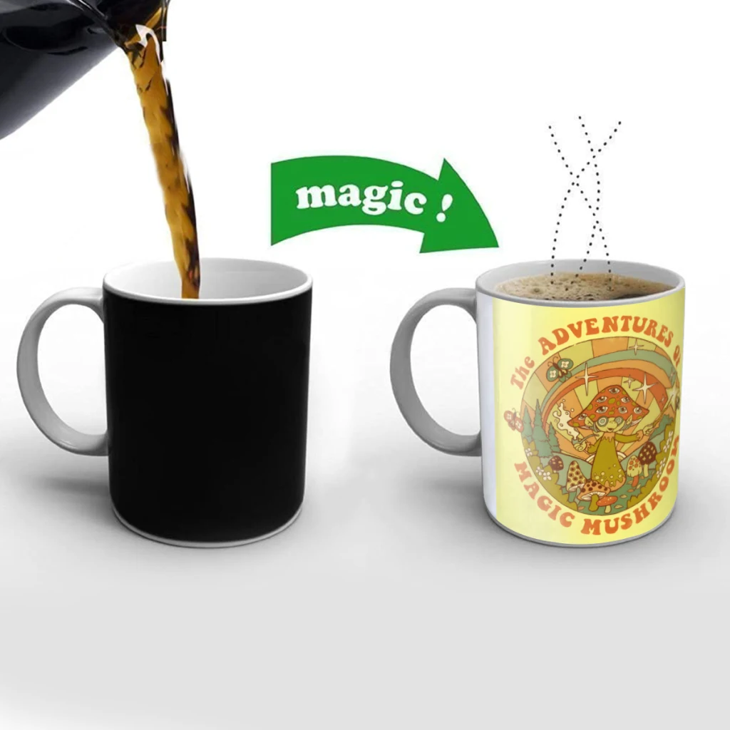 

Magic Mushroom Creativity Change Color Chang mug Ceramic mug Hot Coffee Cup Breakfast Cup Mug Friend Gift