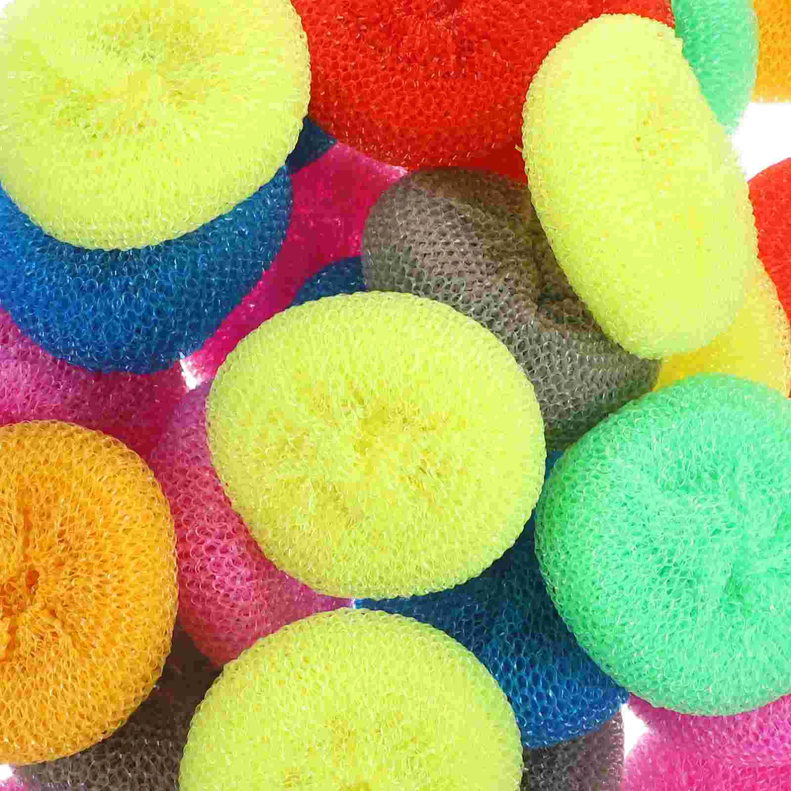 30 Pcs Colorful Pot Washing Brush Scrubbers Dish for Dishes Kitchen Scrubbing Pads Cleaning Balls Round