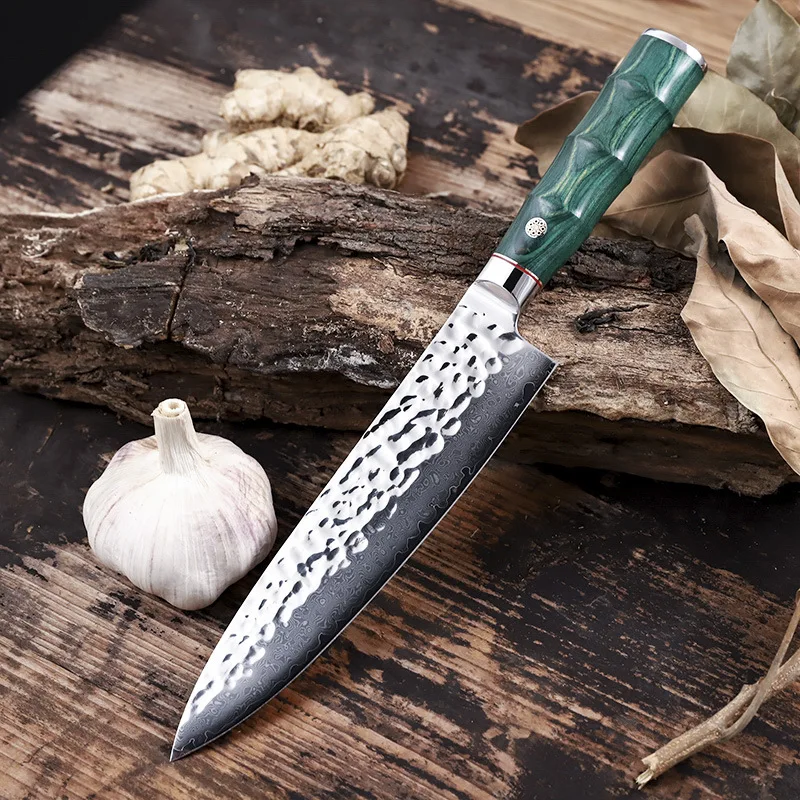 TJ POP 8 Inch Chef Knife 67 Layer Damascus Steel Japanese VG10 Kitchen Knives Forged Pakkawood Handle Sharp Meat Slicing Knifes