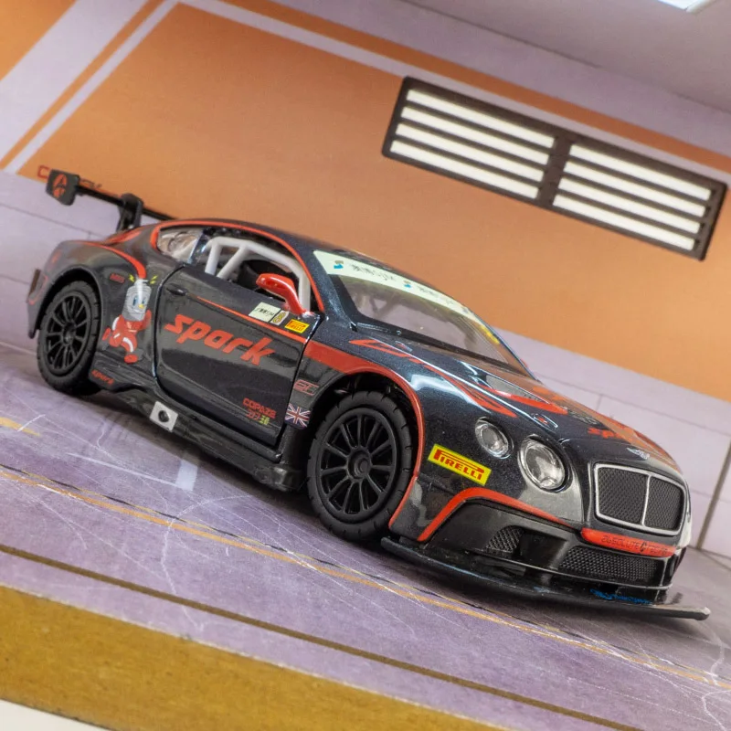 

1:32 Bentley Continental GT3 Diecast Alloy Toy Car Model Wheel Steering Sound and Light Childrens Toy Collectibles Birthday gift