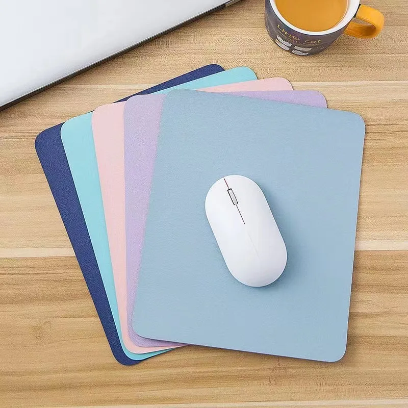 Leather Mouse Pad Solid Colors Simple Double Sided Small Mouse Pad Flat Table Mat Waterproof Antifouling Dustproof Scald Proof