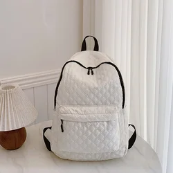 Stylish Simple Zipper Closure Solid Color Rhombus Backpack