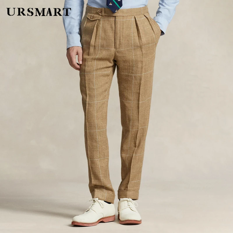 Classic wool plaid men\'s pants with British gentlemanly style new products for spring and autumn customized pants for men