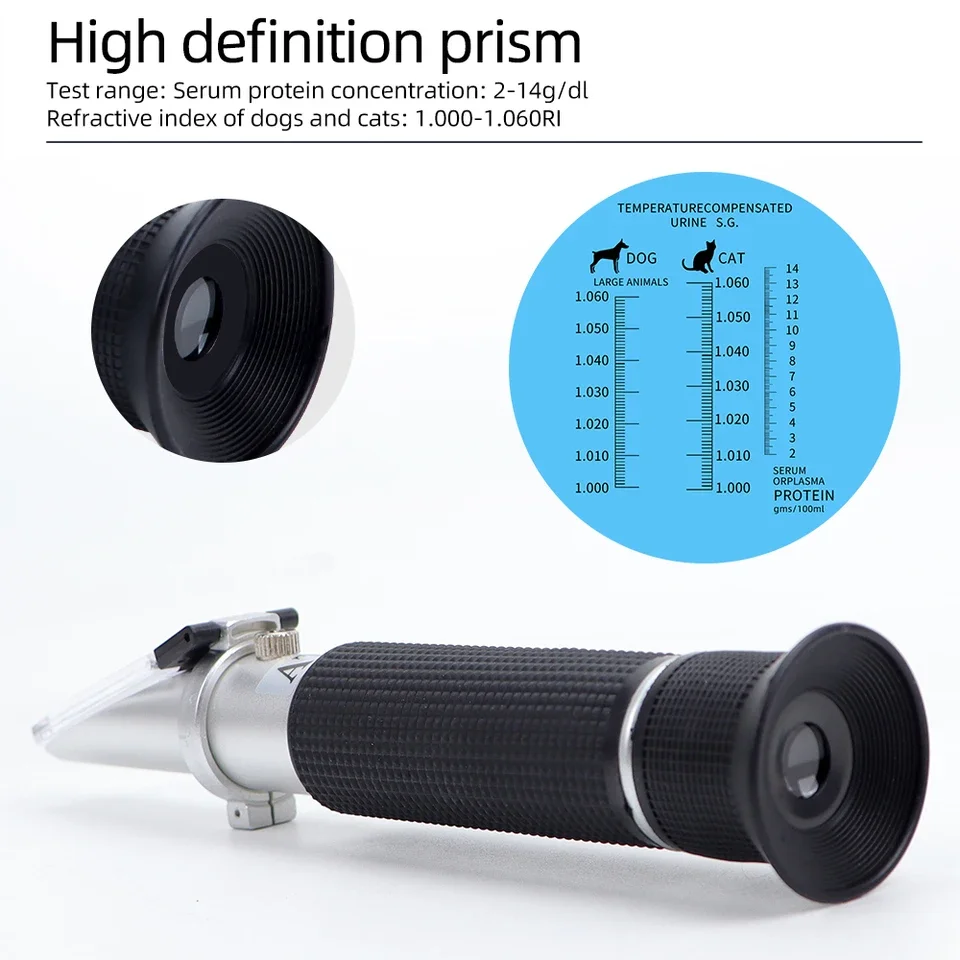 Handheld Animal Clinical Refractometer 1.000-1.060RI for Serum Protein Cat/Dog Urine Specific Gravity Measurement Made Mainland
