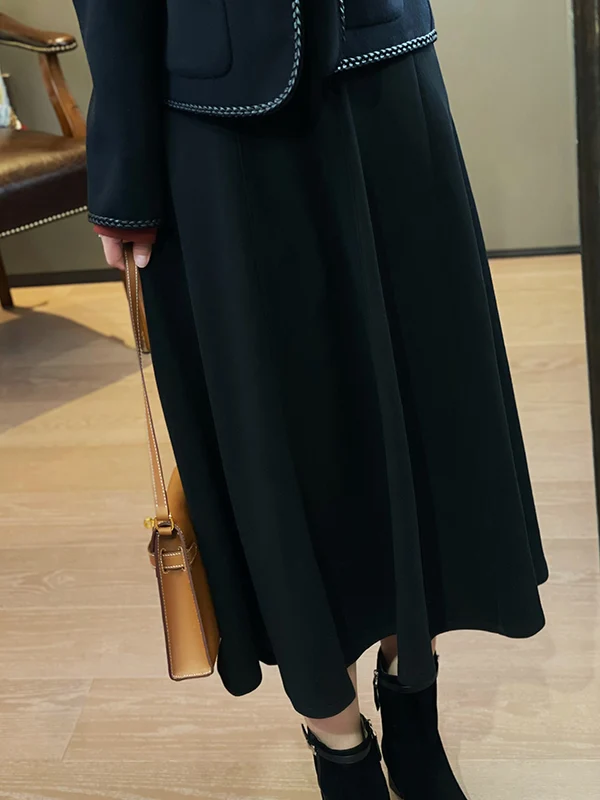 

Pet Namel 2025 out of Sto Retro Color Simple Elegance High Waist Maxi Skirt A-Line Midi Skirt Polyester Blend