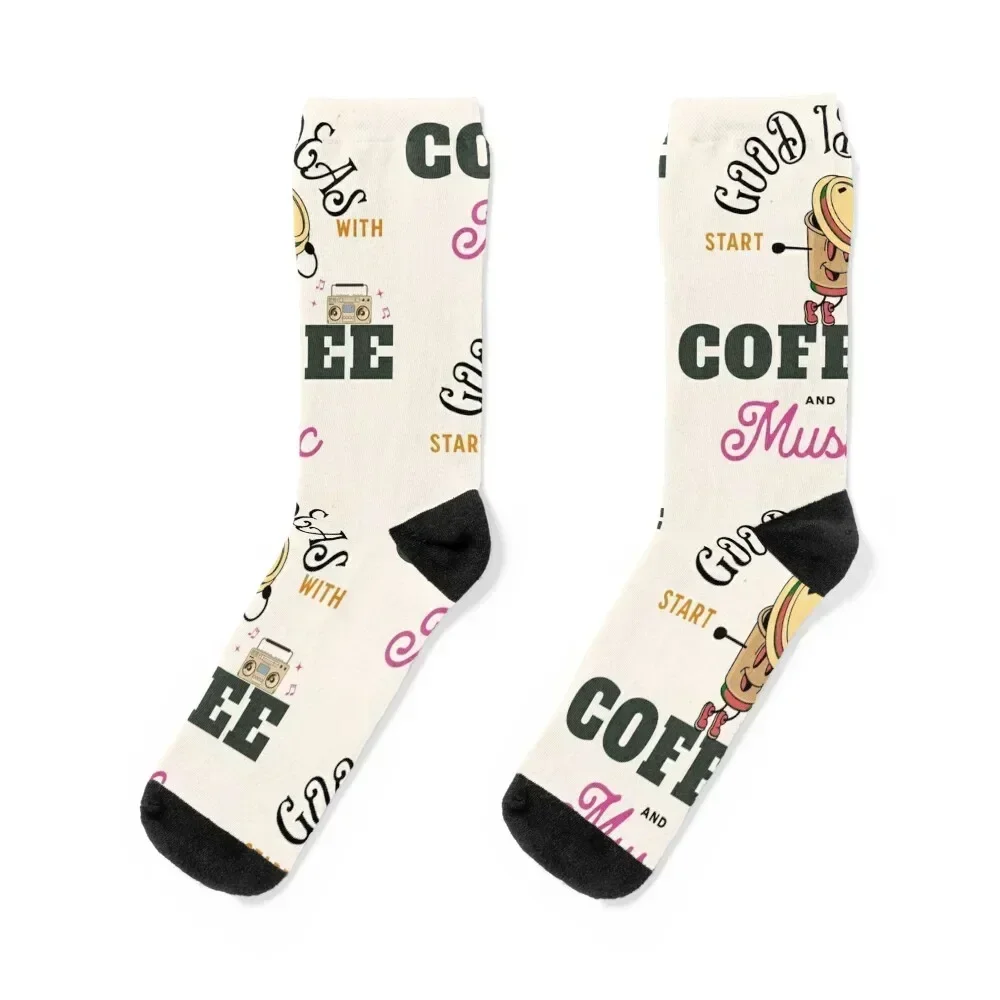 Good ideas starts with coffee and music quotes Socks new in's gift Woman Socks Men's