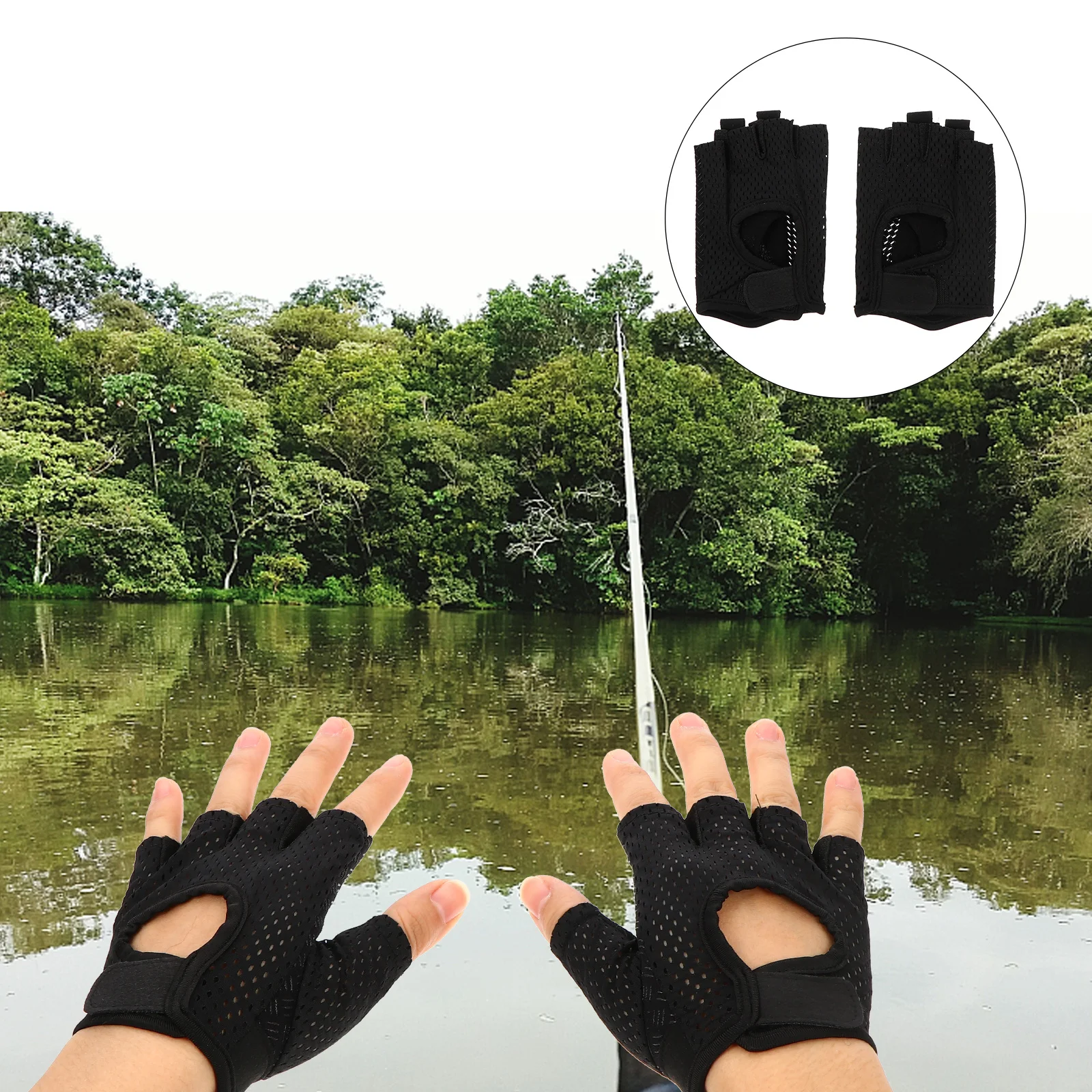 

1Pair Anti-Slip Cycling Gloves Exquisite Design Breathable Mesh Cloth for Outdoor Sports Fishing Golf Hiking Gloves