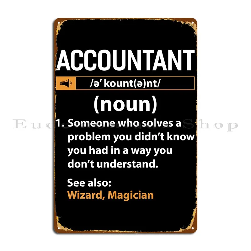 Accountant Cpa Analyst Metal Sign PaintingCustom Wall Decor Bar Wall Decor Tin Sign Poster