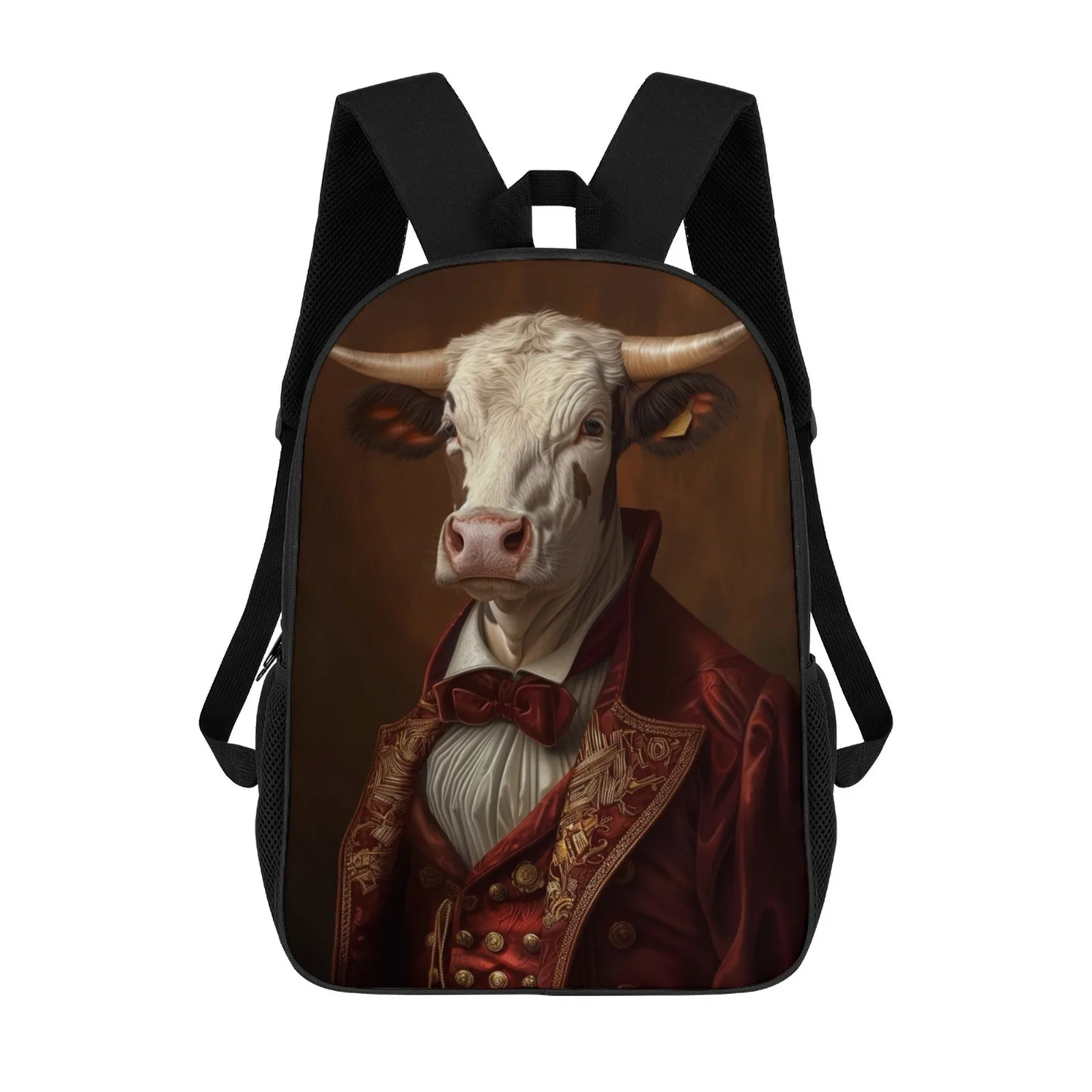 

Vintage Cow Gentleman Mochila Printed School Backpacks For Teenagers Class Bag For Girls 17 Inch School Backpack Bag