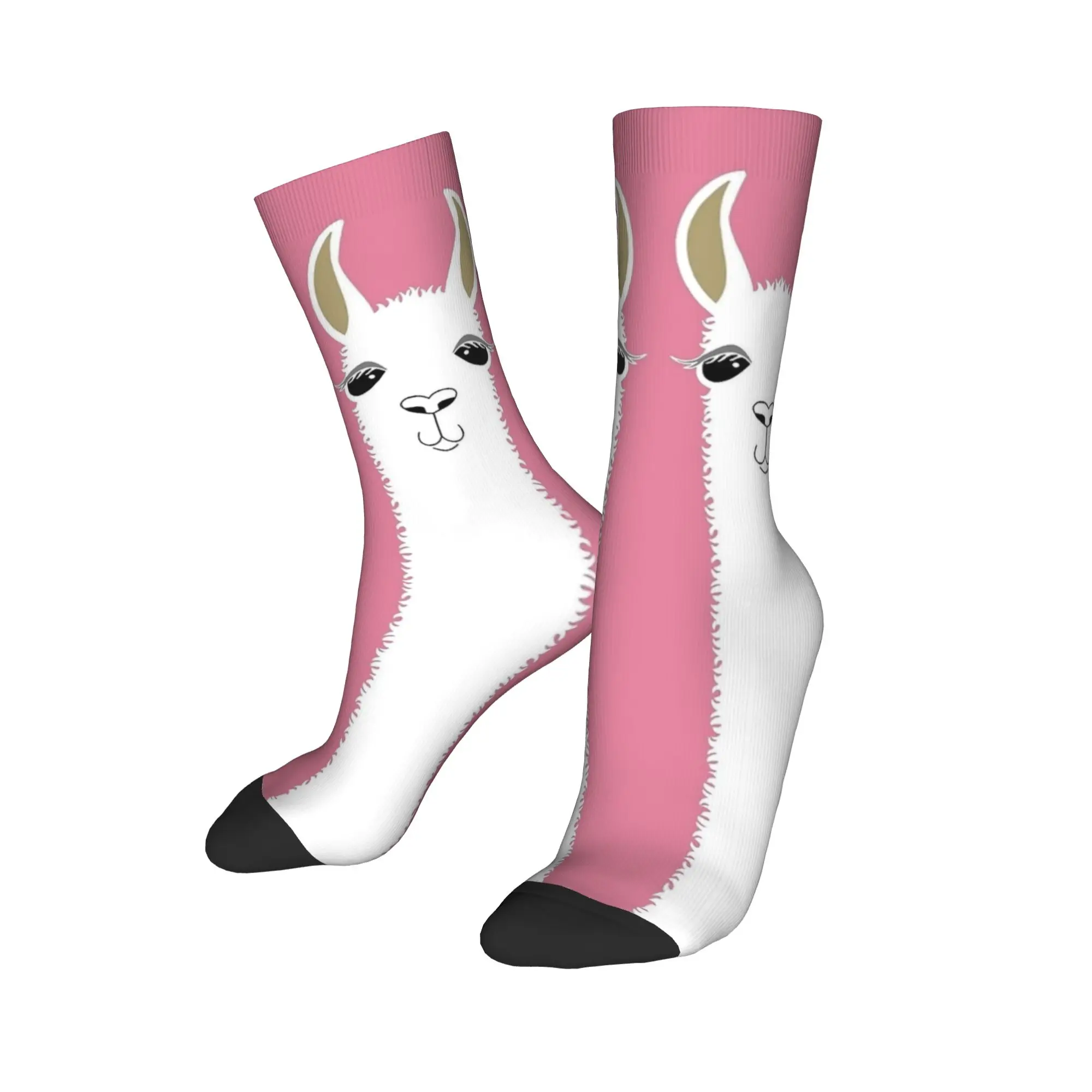 Women Men Socks LLAMA PORTRAIT  Stockings Anti Slip Breathable Socks Autumn Fashion Graphic Skateboard Socks