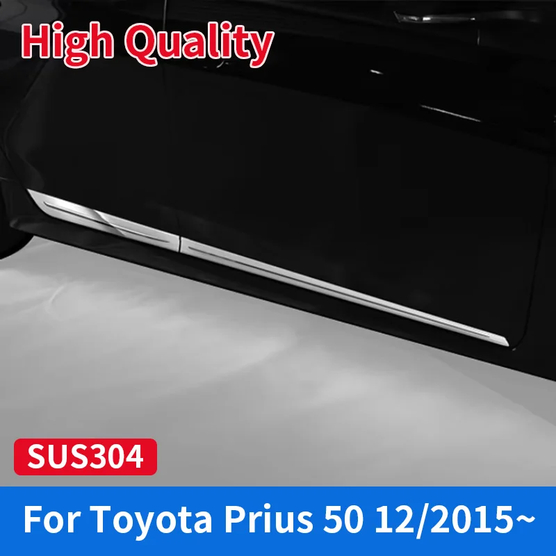 

High Quality SUS304 Chrome Accessories Body Chromed Car Side Door Molding Trim for Prius 50 Cars Styling External Accessories