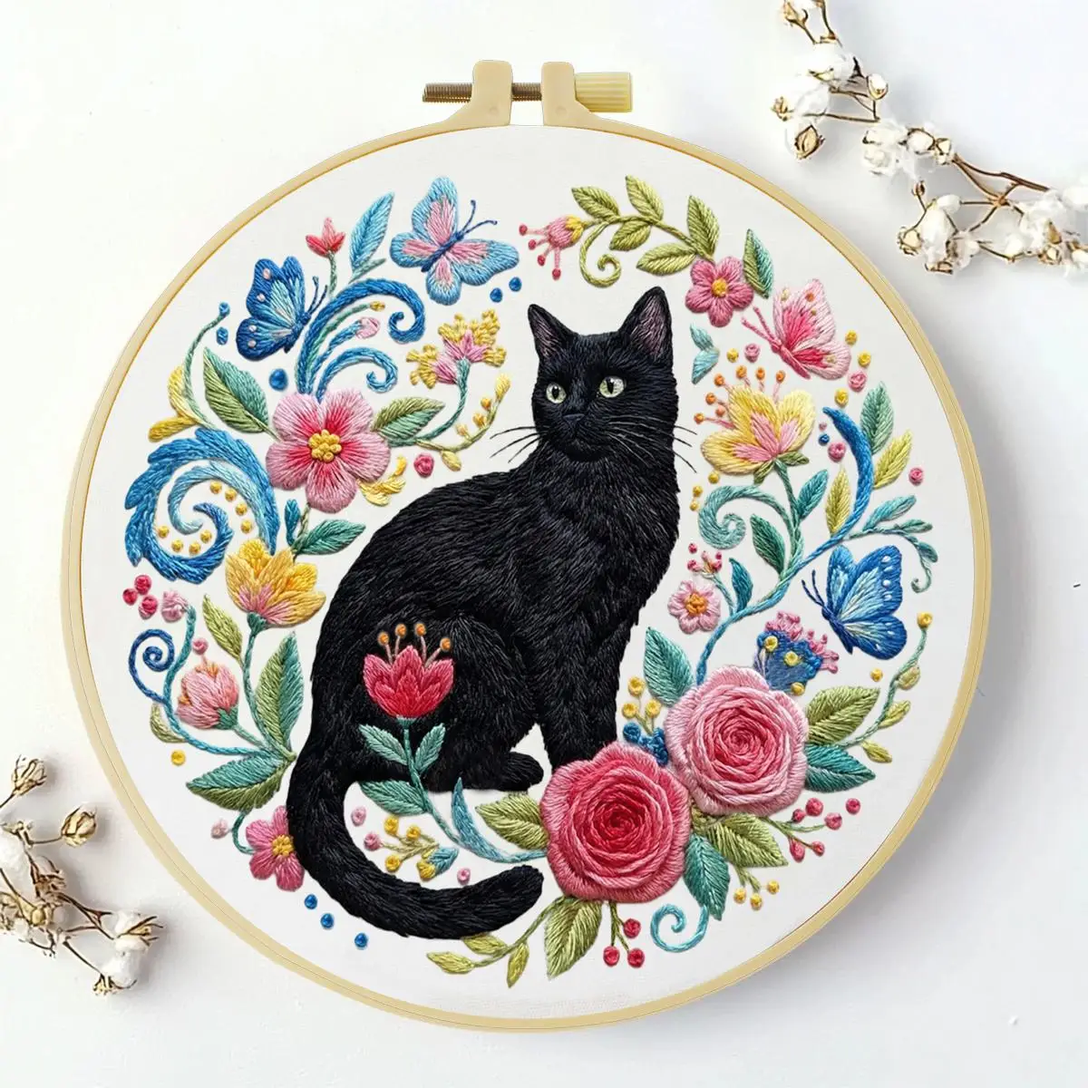 1 Stück 20X20CM/15X15CM 7,87/6,3 Zoll Katzen-Stickerei-Starter-Kit DIY-Kit DIY-Stickerei-Set Handarbeiten Nadelkunst Malerei – Detail 2