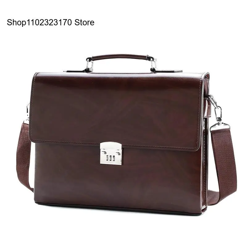 Male Business Shoulder Briefcase Bring Password Lock Computer Leather Quot Laptop Messenger Office Bags Handbag for Men Fashion