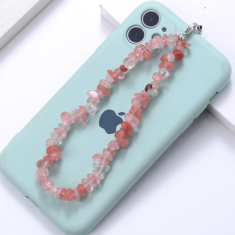 Fashion Creative Gravel Mobile Phone Chain Classic Beaded Phone Strap Lanyard Hanging Chain For Women Girls Anti-Lost Jewelry