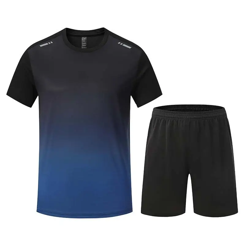 Duas peças de fitness terno definido para adulto, gradiente cor, secagem rápida, respirável, solto, corrida, ginásio, treino, shorts, t-shirt, MM717, M-5XL