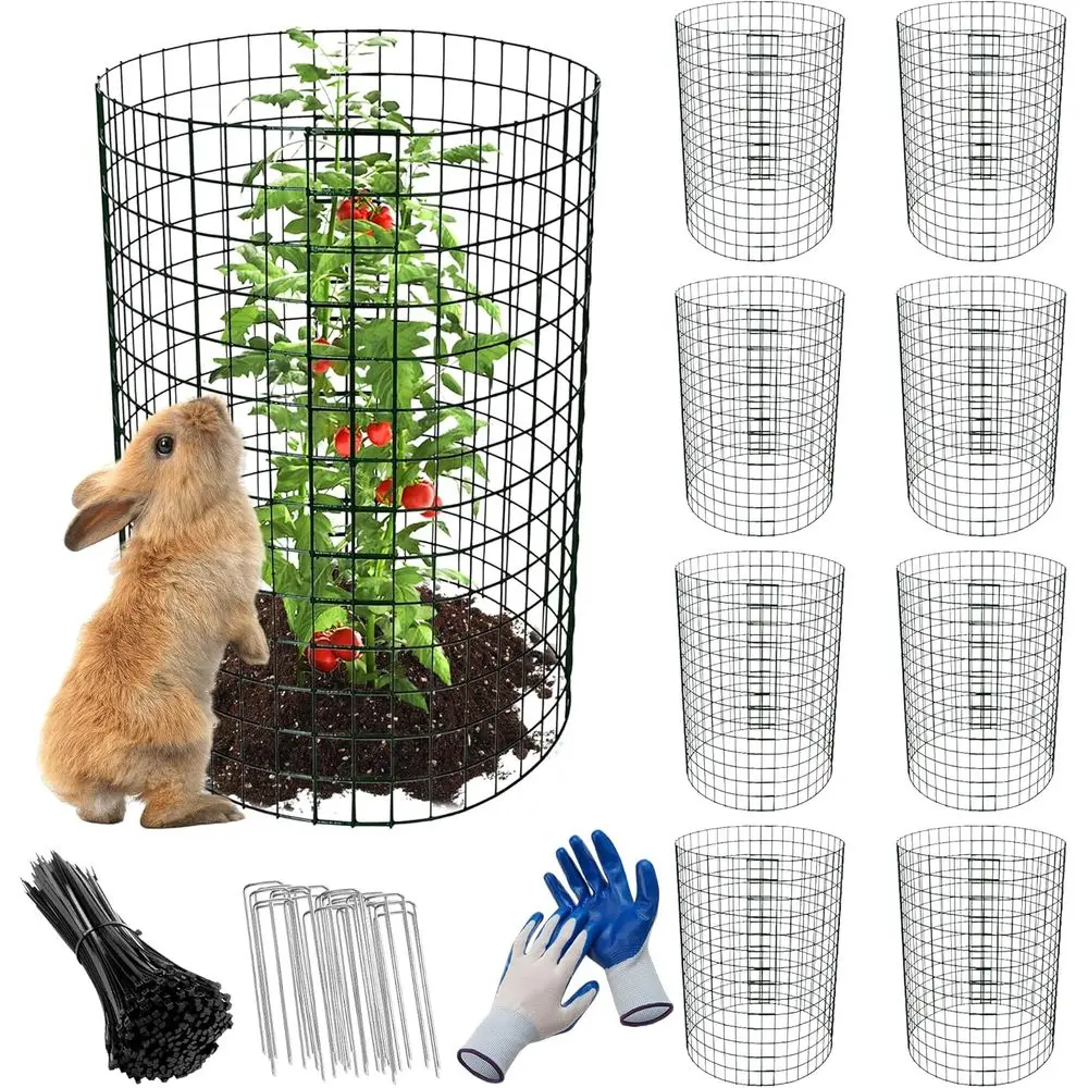 20x12 Inch Plant Protectors, 8-Pack Garden Cages with Stakes & Ties for Pest Control