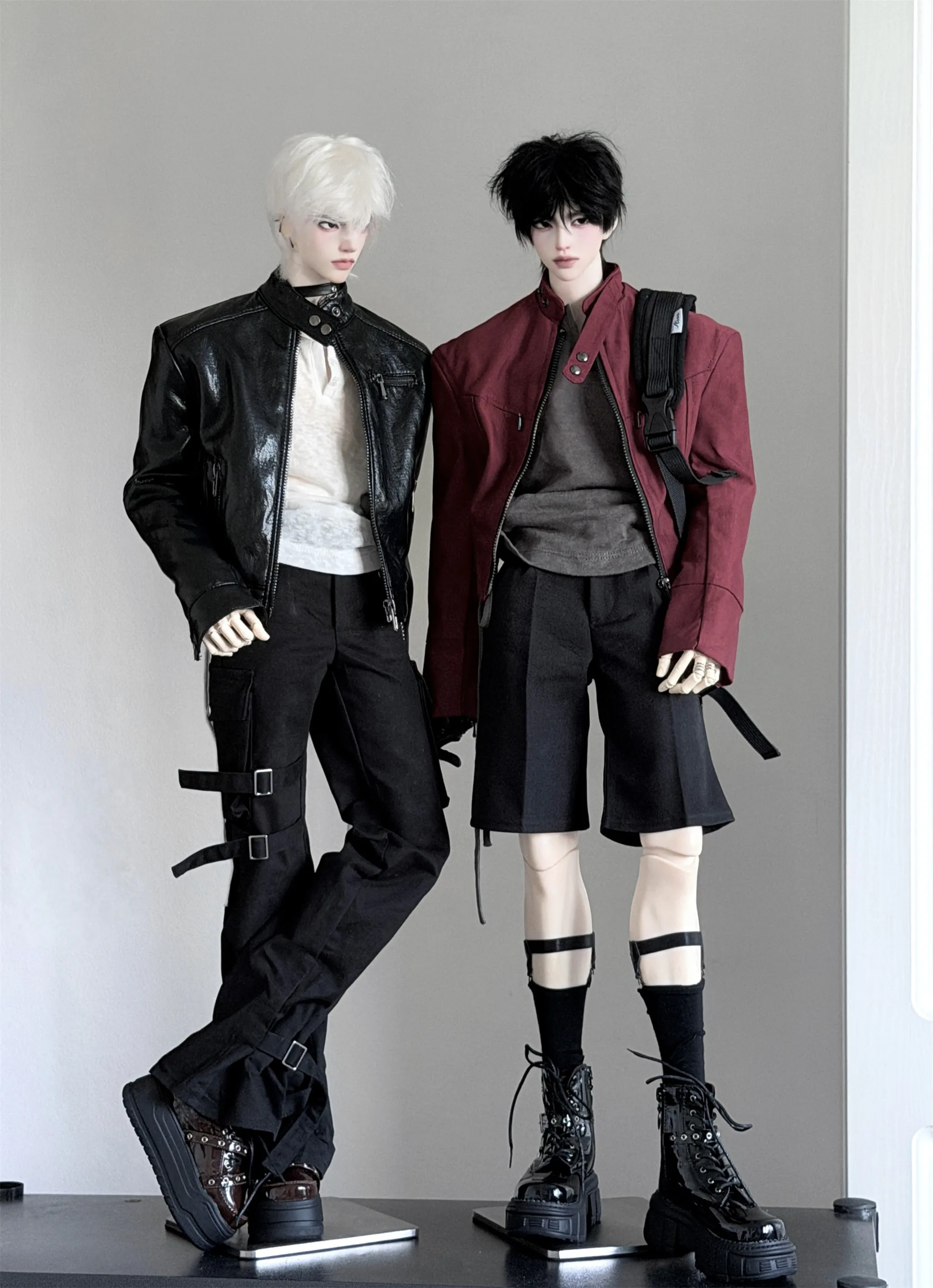 1/4 ID75 Knee-high Chunky-heeled Boots In Stock BJD Doll Shoes Boys Girls Black Brown Glossy Leather High Boots Doll Accessories