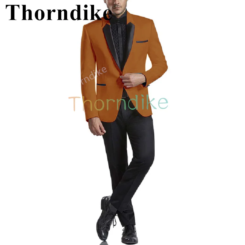 

Thorndike New Men's Suits Dark Orange Elegant-Groom Tuxedo Fashion Groom Groomsmen 2 Piece Set Wedding Best