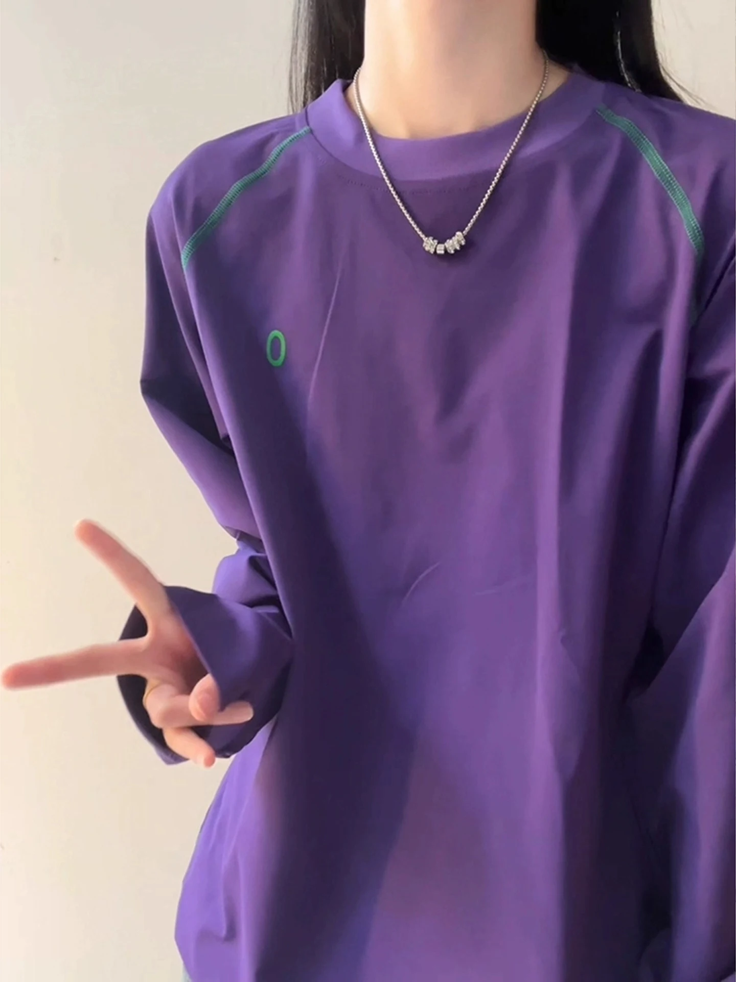 Koszulka sportowa Quick Dry Long Sleeve Fitn T-shirt męska damska fioletowa do badmintona, jazdy na rowerze, odzież sportowa jesienna do biegania na świeżym powietrzu