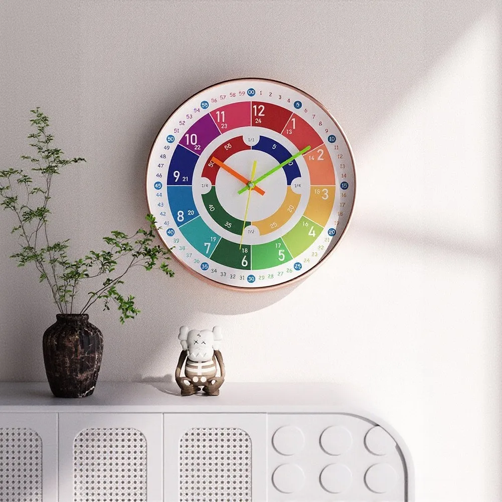30cm Silent Cartoon Wall Clock for For children Quartz Movement Fun Time Learning Tool Decor for Bedroom Playroom School Wall