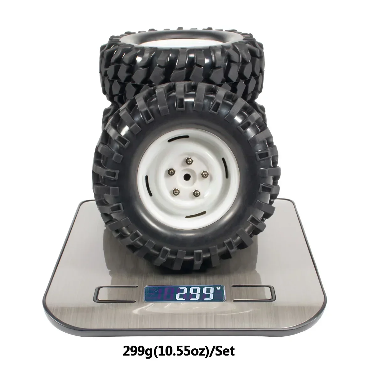 299g/Set 96mm Rubber Tire Plastic Wheel Rims for 1/10 RC Crawler SCX10 D90 EX86010 136100 LC70 CC01 TF2 ZP1005 R1001