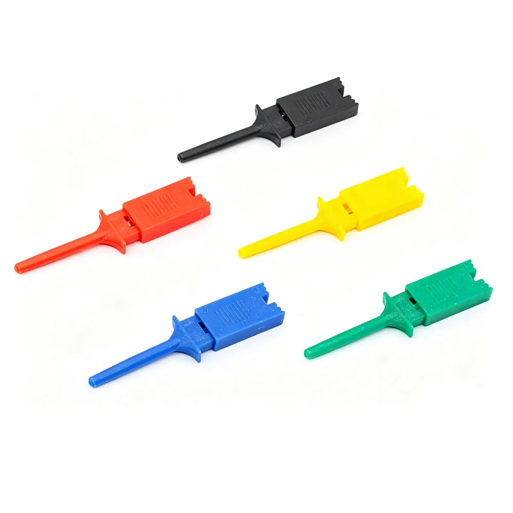 6pcs Spring-Loaded Mini Flat-Tip Test Hooks Clips for SMD IC & Logic Analyzer (6-Color Assortment)