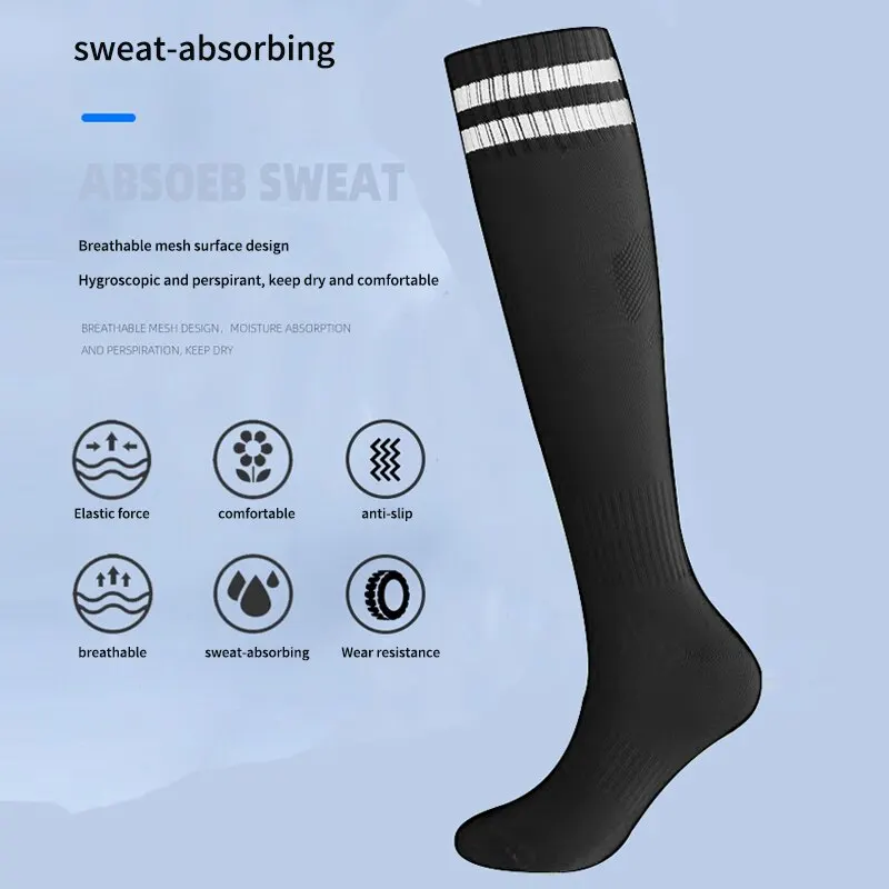 Long Football Mens Knee Socks Length and Womens Towel Bottom Thin Socks Children Adult Sports Socks SweatWicking NonSlip