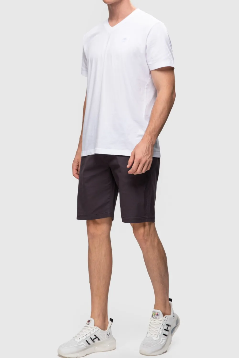 FASHIONSPARK-pantalones cortos de sarga de algodón para hombre, Shorts elásticos chinos de 7 pulgadas, Frente plano, informales, para Golf y trabajo